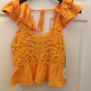 Milk and Honey Sleeveless Crochet front top